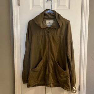O’Neill Jacket Coat Green Zipper Top Cinch Bottom Size XS.